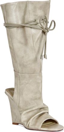 Azalea Wang Vailen Open Toe Wedge Bootie in Grey at Nordstrom, Size 7.5
