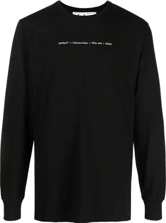 Off-white Cotton Arrow Logo Printing Round Neck Long Sleeves Black OMAB001F21JER0021084
