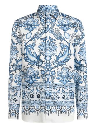 Etro print long-sleeve cotton shirt - White