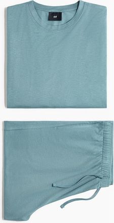 H&M Jersey Pyjama T-shirt And Shorts in Turquoise at Nordstrom, Size X-Large