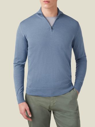 Luca Faloni Azure Silk-Cashmere Zip-up