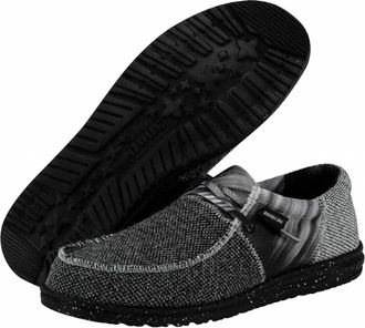 Hey Dude Mens Wally Sox Tri Shoes In Fans Black And Silver