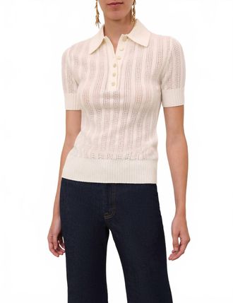 Zimmermann Ribbed Knit Polo In Cream