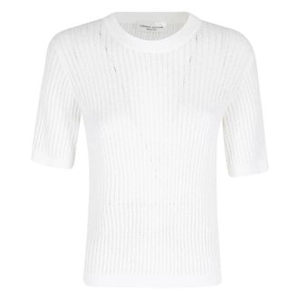 Roberto Collina T-Shirts, female, White, Size: XS Girocollo Traforato