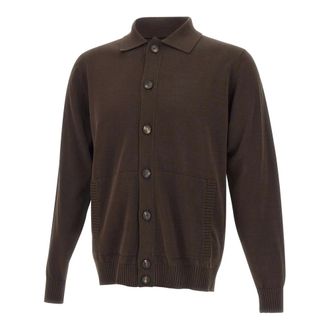 FILIPPO DE LAURENTIIS Cardigans, male, Brown, Size: 2XL Polo Collar Cardigan