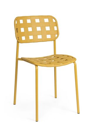 BIZZOTTO Conjunto de 4 sillas de acero con asiento amarillo