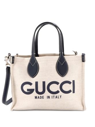 Gucci Logo Shopper Tote Printed Canvas Small shoulder bag - Blue