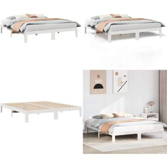 vidaXL Giroletto senza Materasso Bianco 160x200 cm Legno Massello Pino - Letto con telaio in legno - Letto matrimoniale