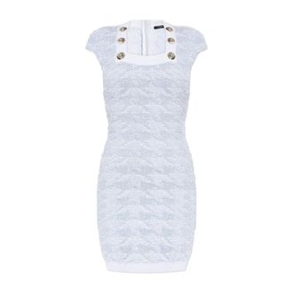 Balmain Short Dresses, female, Blue, Size: 2XS Tweed dress with lurex thread