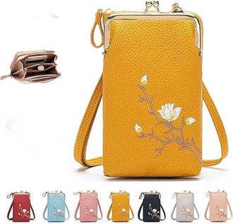 Generic Shamfreshen Women Sling Cross-Body Wallet, Multiple Compartments Crossbody Phone Bag For Travel or Daily (Yellow,19.5 * 11 * 5cm)