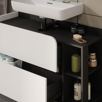 Vicco Mueble Bajo Lavabo Karen, Antracita/blanco, 100 X 65 Cm Con 2 Cajones