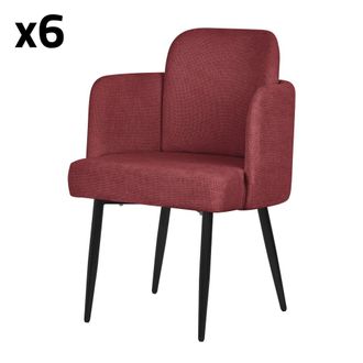 ML Design Set de 6 Sillas de comedor funda roja con respaldo y reposabrazos