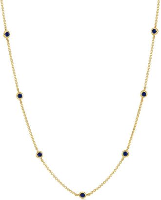 Dower & Hall Collana a catena in oro giallo 18 carati con zaffiri