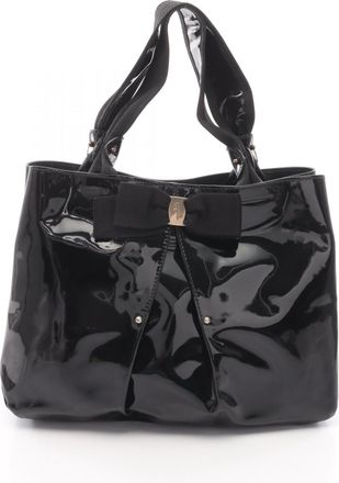 Ferragamo Black Patent Leather Handbag Tote Bag (Pre-Owned)