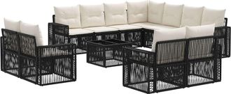 vidaXL Conjunto De Sof&aacute;s De Jard&iacute;n 12 Uds. Negro Y Blanco Crema Vidaxl
