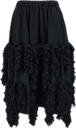 Comme Des Gar&ccedil;ons Black Tiered Ruffled Pleated Midi Skirt