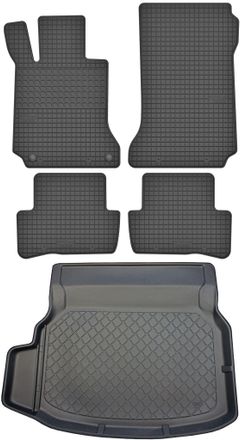 OEM Juego De Alfombrillas De Goma Para Coche Y Alfombrilla Para Maletero Para Mercedes Clase C W204 Sed&aacute;n (04.2007-02.2014)