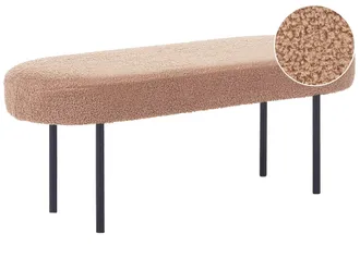 Beliani Panca Boucle Con Gambe In Metallo, Seduta Ovale Imbottita Marrone Chiaro Wolfeboro
