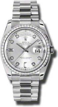 Rolex Day-Date Silver Dial Platinum President Automatic Ladies Watch 118346SDP