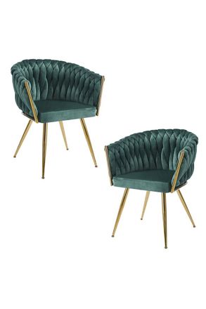 Regalos Miguel Packs Sillas Comedor - Pack 2 Sillas Widny Golden Terciopelo - Verde