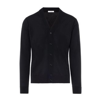 Paolo Pecora Cardigans, male, Black, Size: 2XL Elegant Black Wool Cardigan