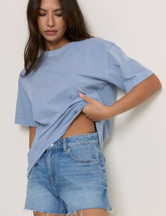 Nobody's Child Blue Raw Edge Relaxed T-shirt