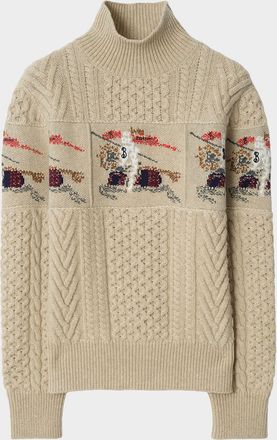 Burberry Edie EKD-Intarsia Aran Knit Crewneck Sweater