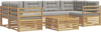 vidaXL Conjunto De Sof&aacute;s De Exterior 7 Uds. Blanco Y Gris Claro Vidaxl