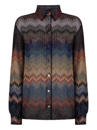 Missoni Metallic blouse met chevron streep - Bruin