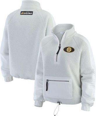 WEAR by Erin Andrews Womens WEAR by Erin Andrews Gray Boston Bruins Polar Fleece Quarter-Zip Jacket at Nordstrom, Size Xx-Large