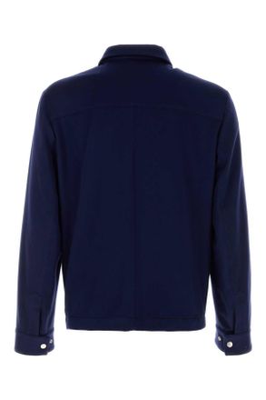 Brunello Cucinelli Mens Blue Cashmere Jacket Ca568 Giacche E Gilet