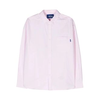 Awake NY Roze Katoenen Logo Shirt - Heren - Casual Overhemden - Roze - 2XL - Katoen - Overhemden