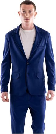 Paolo Pecora Enkelrijelige Jersey Blazer - Heren - Blazers - Blauw - L - Leer - Jassen