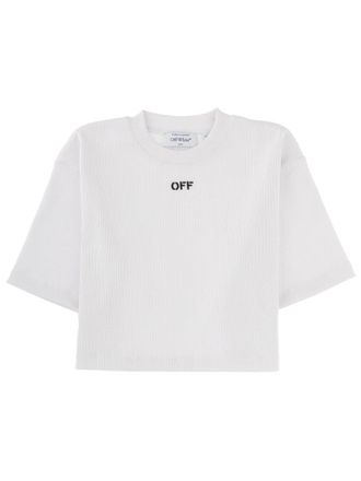 Off-white Cropped T Shirt With Logo