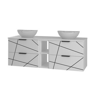 Petits Meubles Mueble doble lavabo 140cm paneles de melamina y mdf blanco