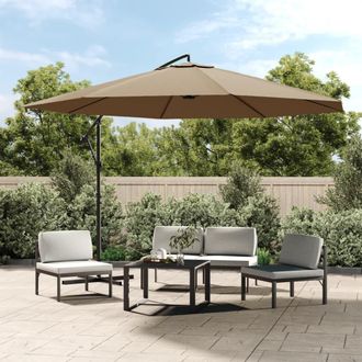 vidaXL Vidaxl - Sombrilla Voladiza Con Poste De Aluminio Gris Taupe 350 Cm