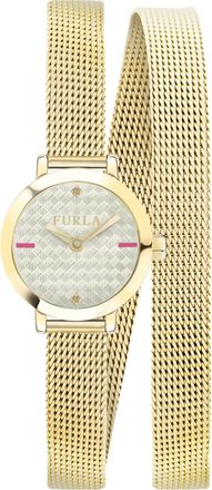 Furla Womens Vittoria Guilloche Gold Col. Dial Stainless Steel Watch