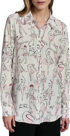 Karl Lagerfeld Print Shirt in Sft Wht/Cornelia Rose Multi at Nordstrom, Size X-Small