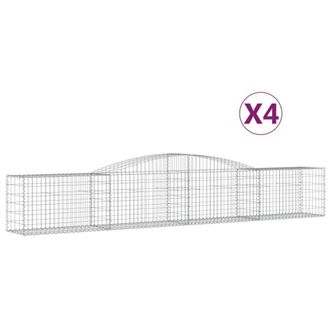 Berkfield Home Arched Gabion Baskets 4 pcs 400x50x60/80 cm Galvanised Iron in Silver