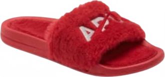 Athletic Propulsion Labs Womens Shearling Slide Sandal In Red/silver