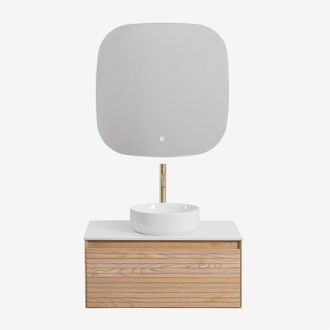 Sklum Conjunto De Mueble De Ba&ntilde;o Suspendido 80x50 Cm En Madera De Fresno Tedrik Sklum