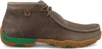Twisted X Boots Mens Chukka Driving Moc Toe 4H Shoes In Deep Taupe & Kelly Green