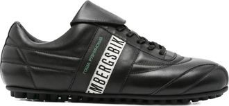 Dirk Bikkembergs Schoenen, Heren, Zwart, 42 EU, Leer, Zwarte Leren Logo Strap Sneakers
