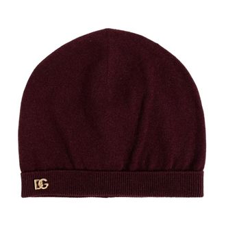 Dolce & Gabbana Cashmere Hoed met Applicatie - Dames - Hoeden - Rood - ONE Size - Accessoires