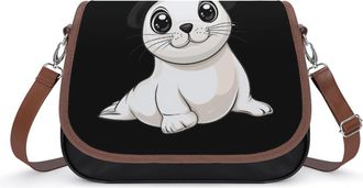Generic Cute White Sea Lion Crossbody Bags for Women Shoulder Messenger Bag Purse Handbags
