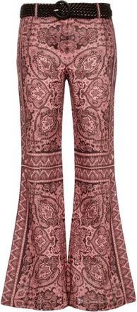 Zimmermann Ottie Flared Pant - Dames - Wijde Broeken - Roze - M - Linnen - Broeken
