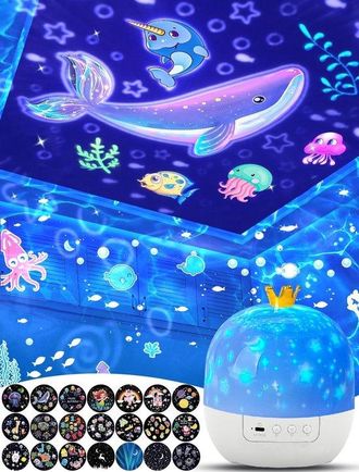 OEM Proyector De Luz Nocturna Para Ni&ntilde;os, 21 Pel&iacute;culas Con Proyecci&oacute;n De Cielo Estrellado, Techo Giratorio De 360&deg;, De 1 A 14 A&ntilde;os