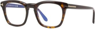 Tom Ford Eyeglasses Square Full Rim, Dark Havana Frame And Clear Blue Light Block Lens Ft5870-B052