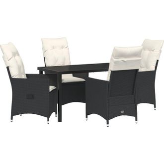 vidaXL Conjunto De Comedor De Jard&iacute;n Con Coj&iacute;n 5 Pcs Negro Polirat&aacute;n Vidaxl