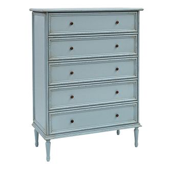 Ballard Designs Casa Florentina Emile 5-Drawer Tall Dresser - Distressed Black Over Gray - Ballard Designs